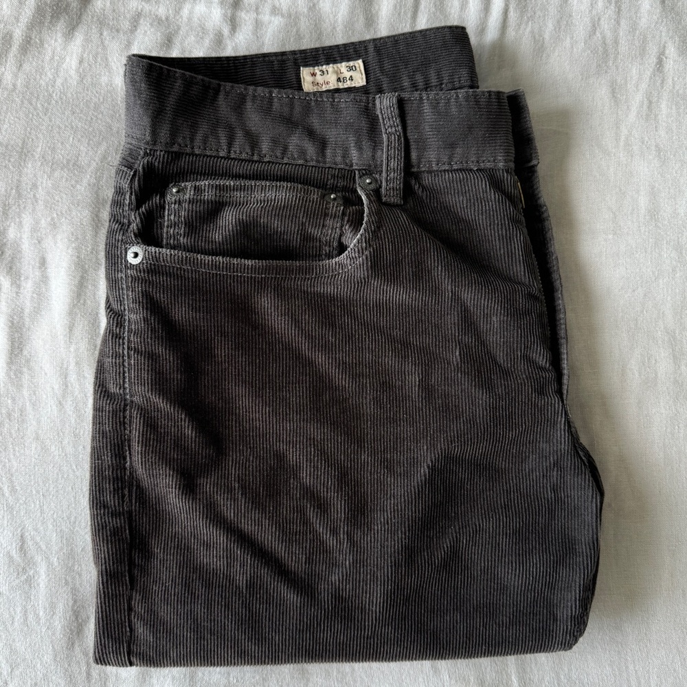 J.Crew 484 Slim-fit pant in corduroy, 31 x 30 in True Graphite, EUC
